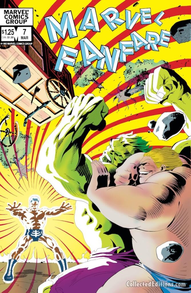 Marvel Fanfare #7, cover; pencils, Joe Barney; inks, George Freeman; Hulk, Blob, Unus, Daredevil in “Bless the Beasts and the Children”