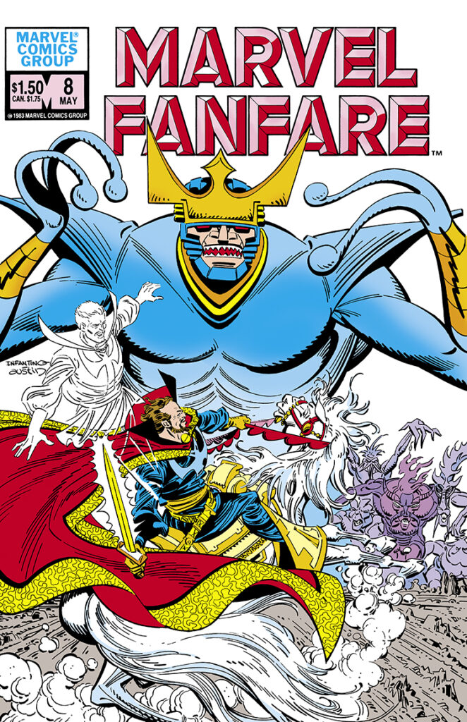 Marvel Fanfare #8 cover; pencils, Carmine Infantino; inks, Terry Austin; Doctor Strange, James Mandarin, Slithered in Shadows