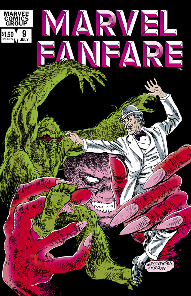 Marvel Fanfare #9 cover; pencils, Joe Brozowski; inks, Gray Morrow, Man-Thing, B. L. Zeebub; Nicholas Eblis