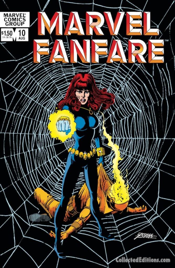 Marvel Fanfare #10 cover; pencils and inks, George Pérez; Black Widow, Natasha Romanoff