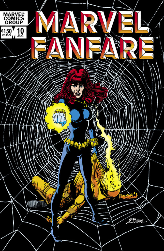 Marvel Fanfare #10 cover; pencils and inks, George Pérez; Black Widow, Natasha Romanoff