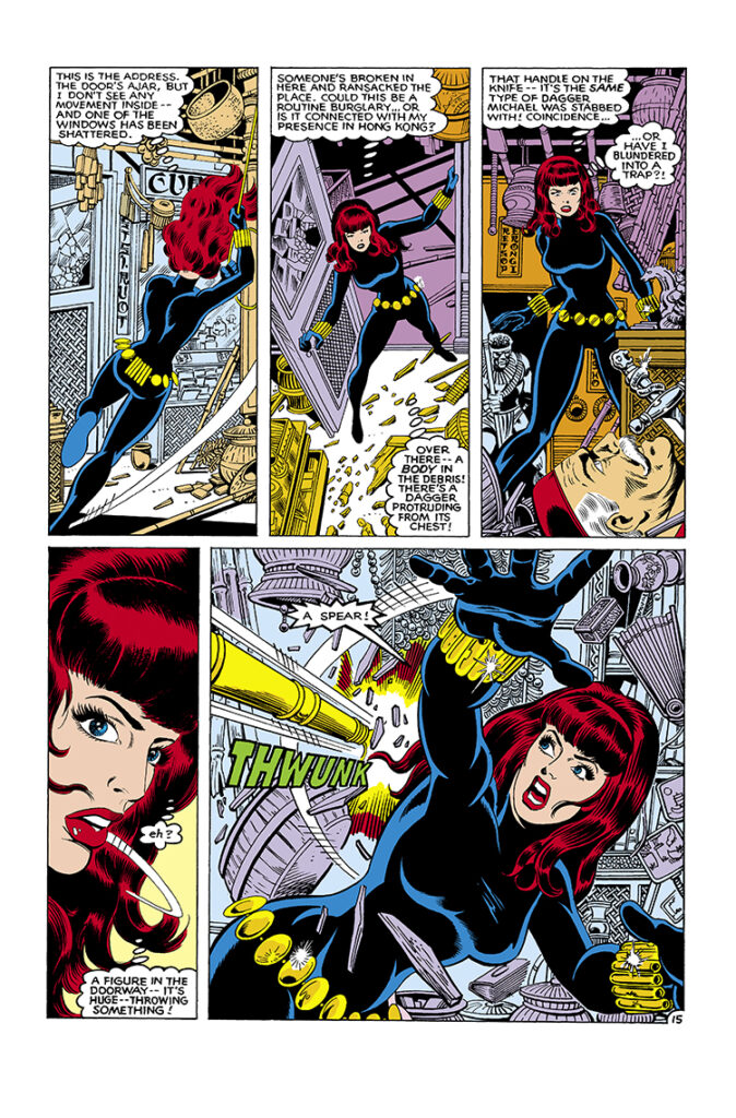 Marvel Fanfare #11. Black Widow in “Back in the U.S.S.R.”, pg. 15; pencils, George Pérez; inks, Jack Abel