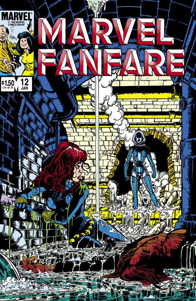 Marvel Fanfare #12 cover; pencils and inks, George Pérez; Black Widow, Natasha Romanoff, Iron Maiden, Melina Vostokoff