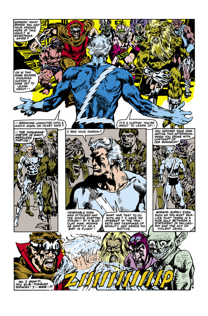 Marvel Fanfare #14. Quicksilver in “Against Attilan”, pg. 4; pencils and inks, Alan Weiss; Gorgon, Inhumans