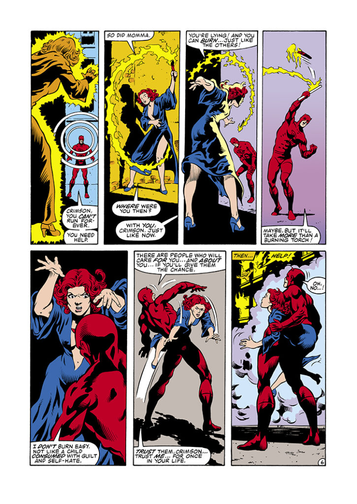 Marvel Fanfare #15. Daredevil in “Crimson Ash”, pg. 6; pencils, Jack Sparling; inks, Ian Akin, Brian Garvey; Matt Murdock