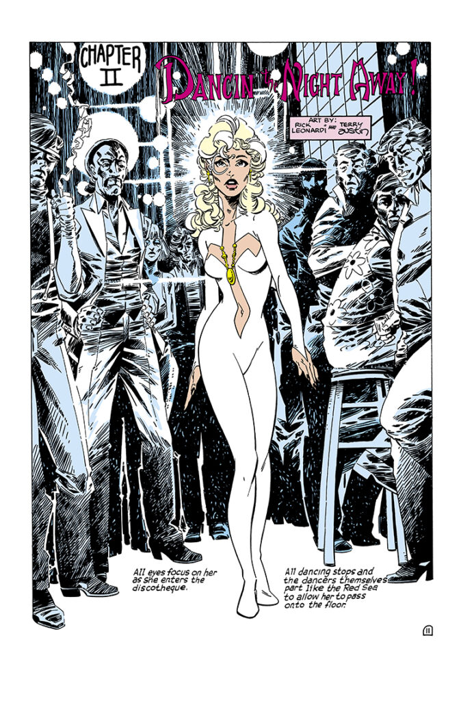 Marvel Fanfare #19. Cloak and Dagger in “Chapter II: Dancin’ the Night Away”, pg. 11; pencils, Rick Leonardi; inks, Terry Austin; Tandy Bowen