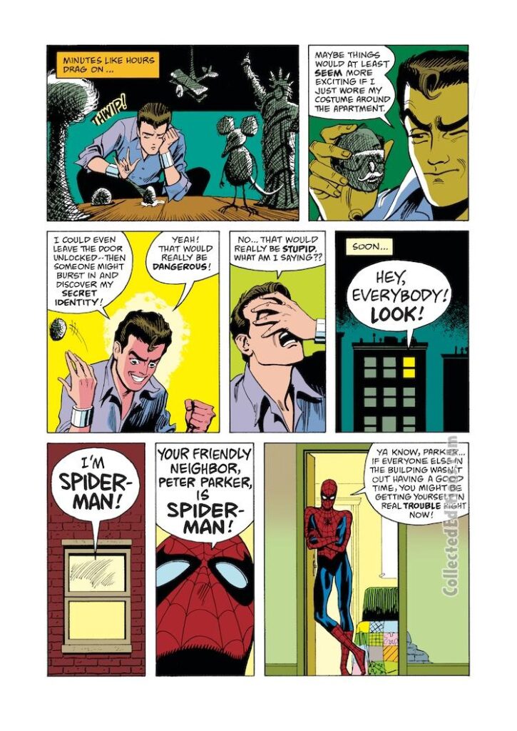 Marvel Fanfare #27. Spider-Man in “Spidey Gets Antsy,” pg. 5; pencils and inks, Marc Hempel