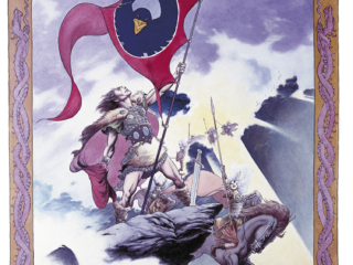 Marvel Graphic Novel #15 cover; painted art, Charles Vess Marvel Graphic Novel #15 cover; painted art, Charles Vess; Greyval Grimson, the Raven banner, A Tale of Asgard, Alan Zelenetz
