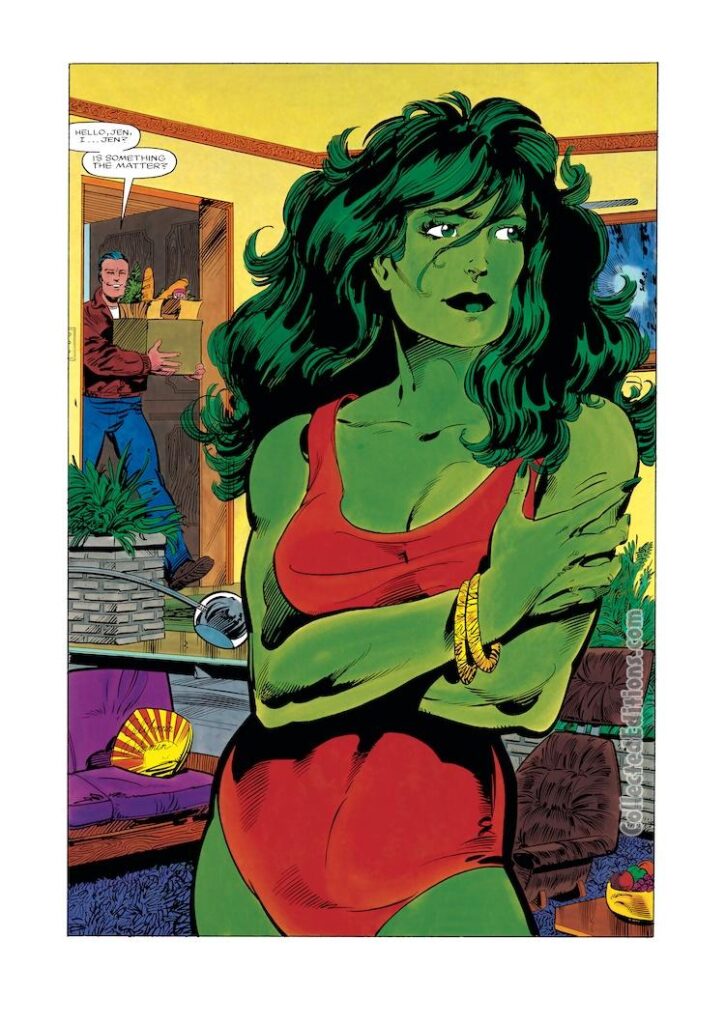 Marvel Graphic Novel #18 – The Sensational She-Hulk, pg. 6; pencils, John Byrne; inks, Kim DeMulder; Wyatt Wingfoot, Jennifer Walters