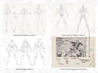 Marvel Universe by Arthur Adams Omnibus HC bonus content: Costume designs Rogue, Magneto and Longshot; sketch for Marvel Press Thor card
