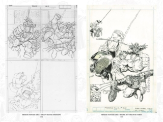 Marvel Universe by Arthur Adams Omnibus HC bonus content: Fantastic Four #348 cover concept sketches and original art