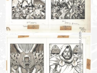 Marvel Universe by Arthur Adams Omnibus HC bonus content: Marvel Universe Series II original trading card art for Thanos, Warlock, Annihilus, Doctor Doom