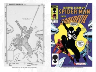 Marvel Universe by Arthur Adams Omnibus HC bonus content: Marvel Team-Up #141 cover art and original pencils , Daredevil, Black Widow, black costume