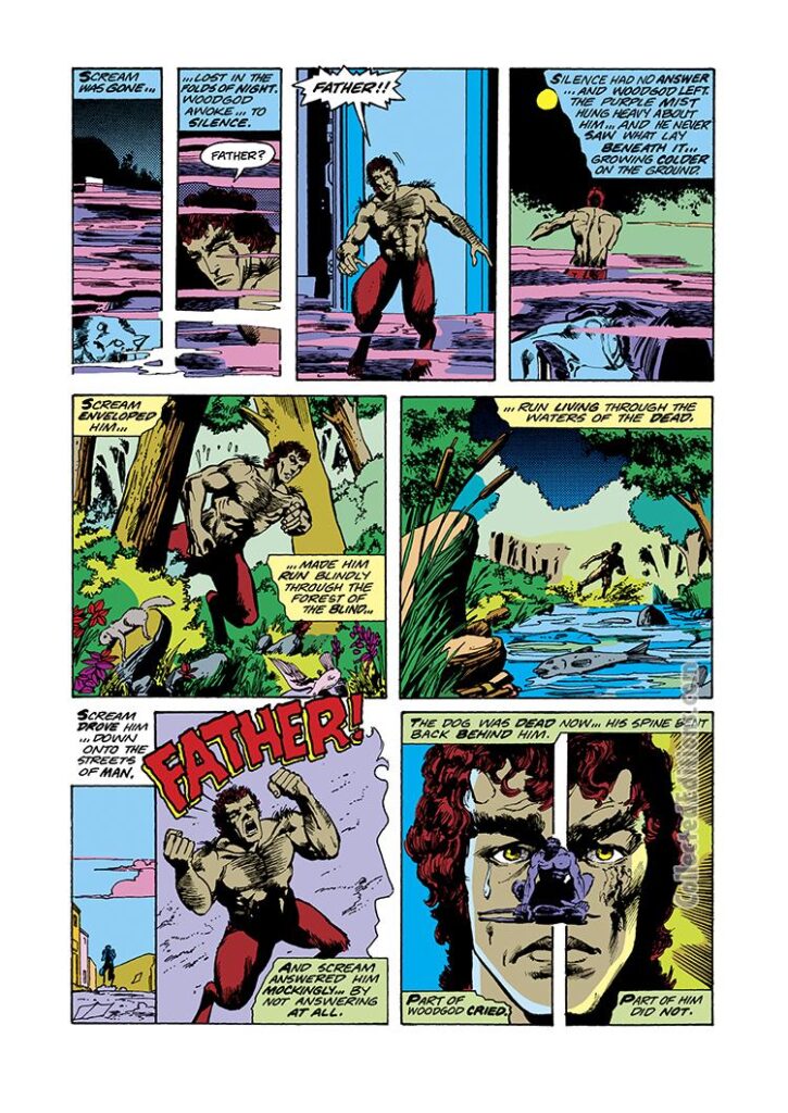 Marvel Premiere #31, pg. 10; pencils, Keith Giffen; inks, Klaus Janson; Woodgod; origin
