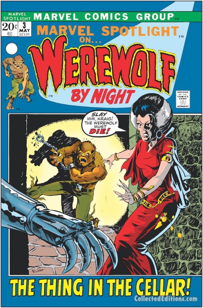 Marvel Spotlight #3 cover; pencils and inks, Mike Ploog; Kraig, The Thing in the Cellar, Werewolf by Night, Jack Russell