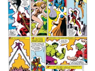 Marvel Super Hero Contest of Champions #1, pg. 9; pencils, John Romita Jr.; inks, Bob Layton, Pablo Marcos; Daredevil, Moon Knight, Shanna, Ka-Zar, Doctor Strange, Devil-Slayer, Spider-Woman, Gypsy Moth, Machine Man, Quasar, Jack of Hearts, Incredible Hulk, Doc Samson, Eternals