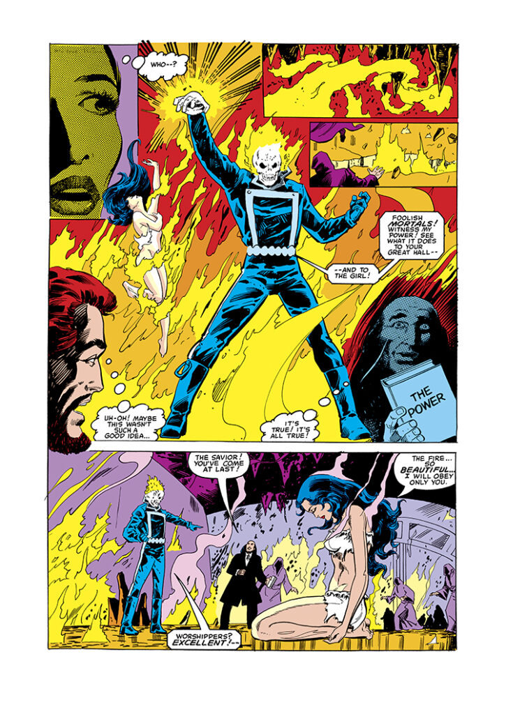 Marvel Super-Heroes #11. Ghost Rider in “Fireworks”, pg. 19; pencils, Greg LaRocque; inks, Vince Colletta; Johnny Blaze
