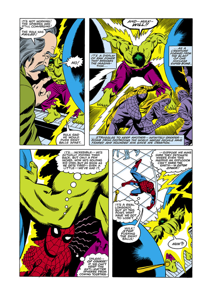 Marvel Team-Up Annual #2, pg. 32; pencils, Alan Kupperberg; inks, Jack Abel; Spider-Man; Incredible Hulk