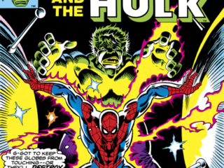 Marvel Team-Up Annual #2 cover; pencils and inks, Al Milgrom; Spider-Man, The Incredible Hulk, Got to keep these globes from touching or they&rsquo;ll destroy the earth