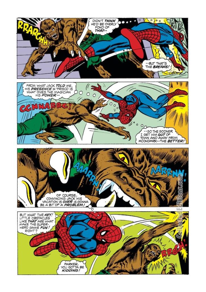 Marvel Team-Up #12, pg. 17; pencils, Ross Andru; inks, Don Perlin; Spider-Man, Werewolf by Night, Jack Russell