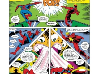 Marvel Team-Up #66, pg. 7; pencils, John Byrne; inks, Dave Hunt; Spider-Man, Captain Britain, Arcade