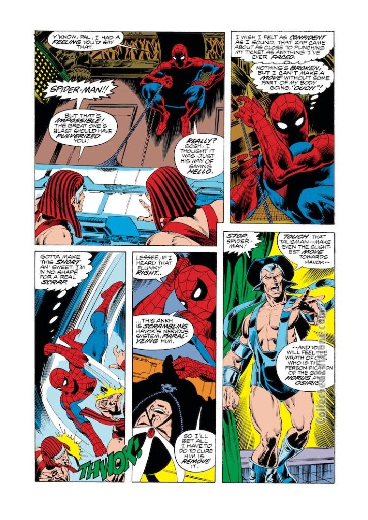 Marvel Team-Up #69, pg. 14; pencils, John Byrne; inks, Ricardo Villamonte; Living Monolith, Havok, X-Men