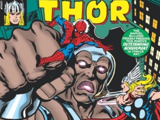 Marvel Team-Up #70 cover; pencils, John Byrne; inks, Tom Palmer; Spider-Man; Thor, When Walks the Living Monolith