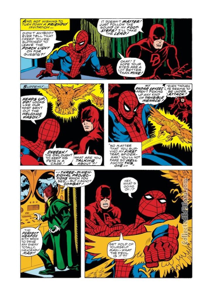 Marvel Team-Up #73, pg. 13; layouts, Kerry Gammill; pencils and inks, Don Perlin; Daredevil, the Owl