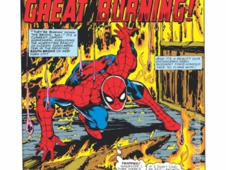 Marvel Team-Up #75, pg. 1; pencils, John Byrne; inks, Al Gordon; The Smoke of That Great Burning, Chris Claremont, Ralph Macchio, Power Man