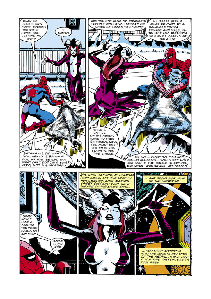 Marvel Team-Up #81, pg. 12; pencils, Mike Vosburg; inks, Steve Leialoha; Spider-Man; Satana