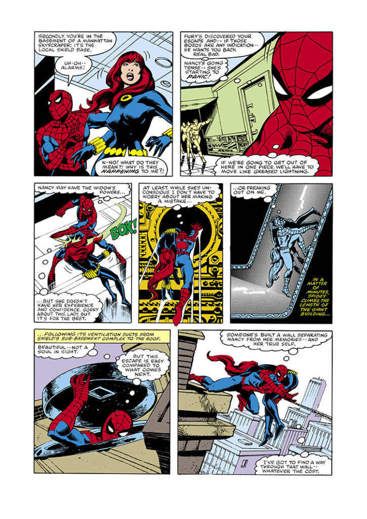 Marvel Team-Up #83, pg. 9; layouts, Sal Buscema; pencils and inks, Steve Leialoha; Spider-Man; Black Widow