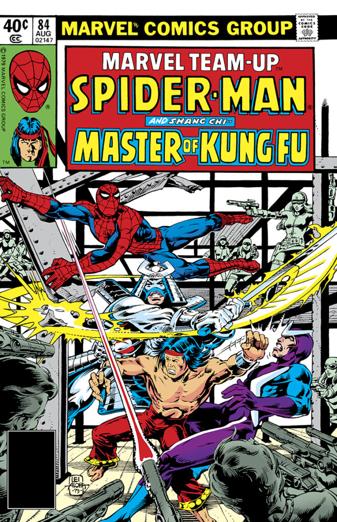 Marvel Team-Up #84 cover; pencils and inks, Steve Leialoha; Spider-Man, Master of Kung Fu, Shang-Chi, Silver Samurai, Boomerang