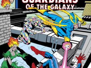 Marvel Team-Up #86 cover; pencils and inks, Bob McLeod; Spider-Man, Guardians of the Galaxy, Starlord, Martinex, Nikki, Fear from a Far-Flung Future