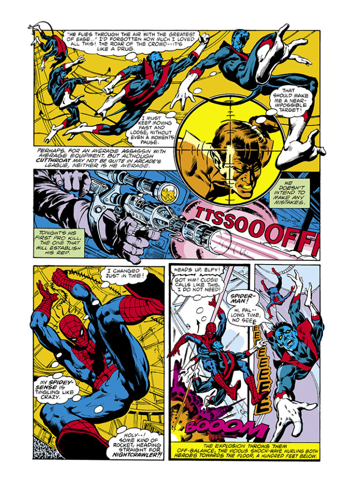 Marvel Team-Up #89, pg. 9; pencils, Michael Netzer; inks, Joe Rubinstein; Spider-Man, Nightcrawler, Cutthroat