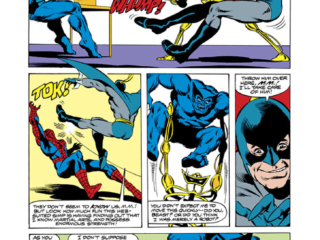 Marvel Team-Up #90, pg. 6; layouts, Mike Vosburg; pencils and inks, Bob McLeod; Spider-Man; Beast, Killer Shrike, Modular Man