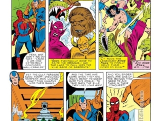 Marvel Team-Up #111, pg. 6; pencils, Herb Trimpe; inks, Mike Esposito; King Kull, Robert E. Howard; Gabriel Devil-Slayer, Spider-Man, King Kull the Conqueror, Serpent-Men Serpent Cult