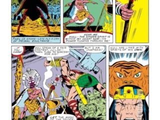 Marvel Team-Up #112, pg. 16; pencils, Herb Trimpe; inks, Mike Esposito; King Kull, Robert E. Howard; Spider-Man, King Kull the Conqueror, Ku-Lak, Serpent-Men Cult