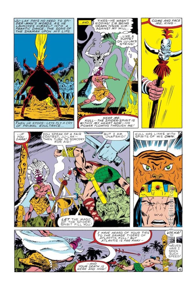 Marvel Team-Up #112, pg. 16; pencils, Herb Trimpe; inks, Mike Esposito; King Kull, Robert E. Howard; Spider-Man, King Kull the Conqueror, Ku-Lak, Serpent-Men Cult