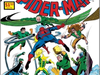 Marvel Treasury Edition #11 cover; pencils, Jack Kirby; inks, John Verpoorten; alterations, John Romita Sr. Marvel Treasury Edition #11 cover; pencils, Jack Kirby; inks, John Verpoorten; alterations, John Romita Sr.; Sinister Six, Vulture, Kraven the Hunter, Doctor Octopus, Lizard, Electro, Sandman, Mysterio