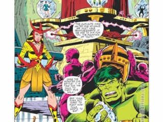 Marvel Treasury Edition #25, pg. 35; pencils, Herb Trimpe; inks, Bruce Patterson; Winter Olympics 1980, Moscow, Hulk, Spider-Man; Kala Queen of the Underworld, splash page