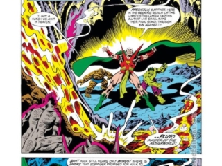 Marvel Two-In-One Annual #5, pg. 19; layouts, Alan Kupperberg; pencils and inks, Pablo Marcos; Chapter 5: Havoc in Hades, Incredible Hulk, Thing, Ben Grimm, The Stranger