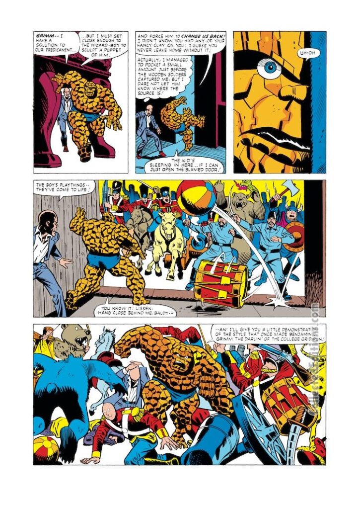 Marvel Two-In-One #74, pg. 14; pencils, Frank Springer; inks, Chic Stone; Thing, Puppet Master, Christmas holiday issue, toy soldiers