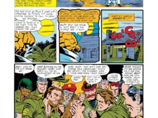 Marvel Two-In-One #77, pg. 11; pencils, Ron Wilson; inks, Chic Stone; Man-Thing, Thing, Ben Grimm, Nick Fury, Sgt. Fury, Howling Commandoes