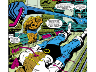 Marvel Two-In-One #83, pg. 1; pencils, Ron Wilson; inks, Chic Stone; Thing; Where Stalks the Sasquatch splash page, Tom DeFalco, Giant-Man, Bill Foster, Reed Richards, Mister Fantastic, Stan Lee Presents