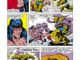 Marvel Two-In-One #84, pg. 16; pencils, Ron Wilson; inks, Chic Stone; Thing; Sasquatch, the Ravager, Clobberin&rsquo; time