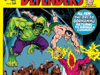 Marvel Feature #2 cover; pencils, John Buscema; inks, Frank Giacoia; alterations, John Romita Sr.; Dormammu, Sub-Mariner, Incredible Hulk, Nightmare on Bald Mountain, Rutland Vermont, Roy Thomas