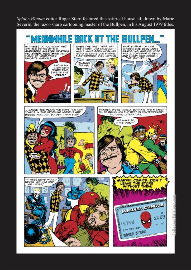 Marvel Masterworks: Spider-Woman Vol. 2 bonus material; "Meanwhile Back at the Bullpen", Roger Stern parody
