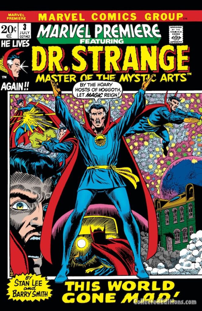 Marvel Premiere #3 cover; pencils, Barry Windsor-Smith; inks, Frank Giacoia; This World Gone Mad by Stan Lee, Hoary Hosts of Hoggoth, Master of the Mystic Arts, Doctor Strange, Dr. Stephen Strange