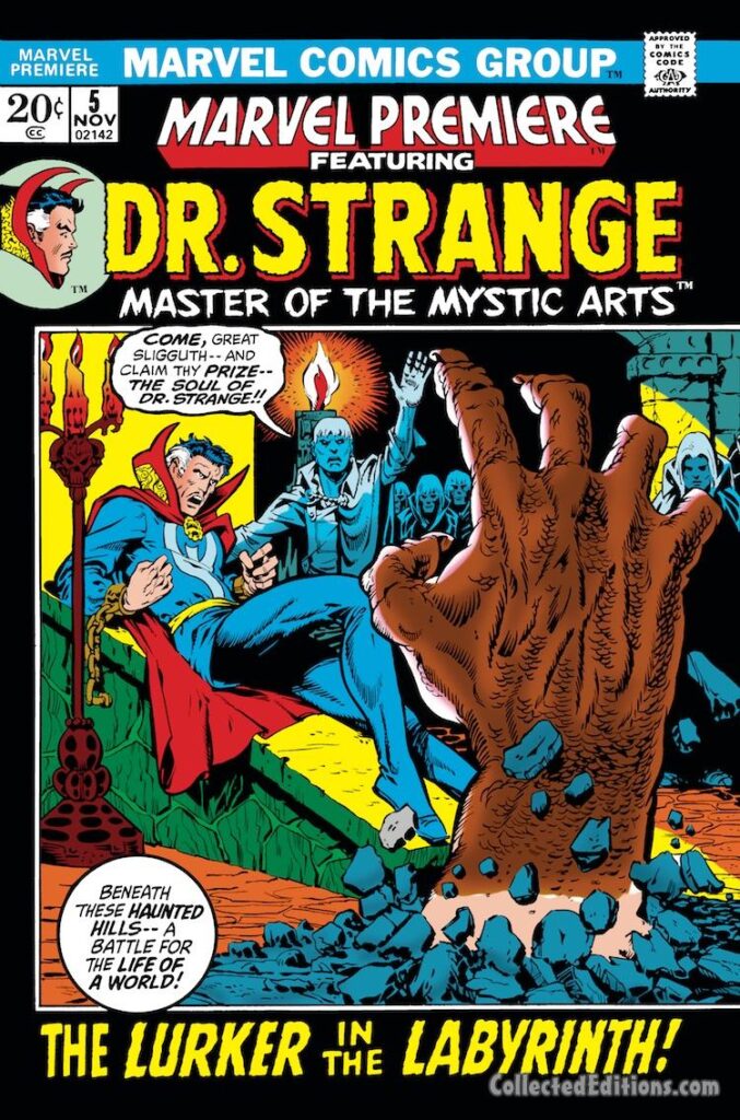Marvel Premiere #5 cover; pencils and inks, Mike Ploog; The Lurker in the Labyrinth, Slugguth, Doctor Strange