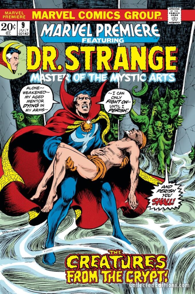 Marvel Premiere #9 cover; pencils and inks, Frank Brunner; Ancient One, The Creatures from the Crypt, Doctor Strange, Dr.
